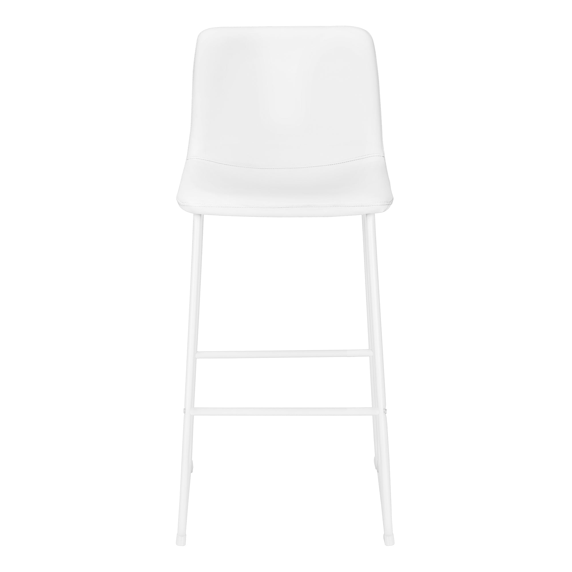 Barstool 40"H White Leather-Look Seat Metal Frame-Office Chair-DECOROLALA