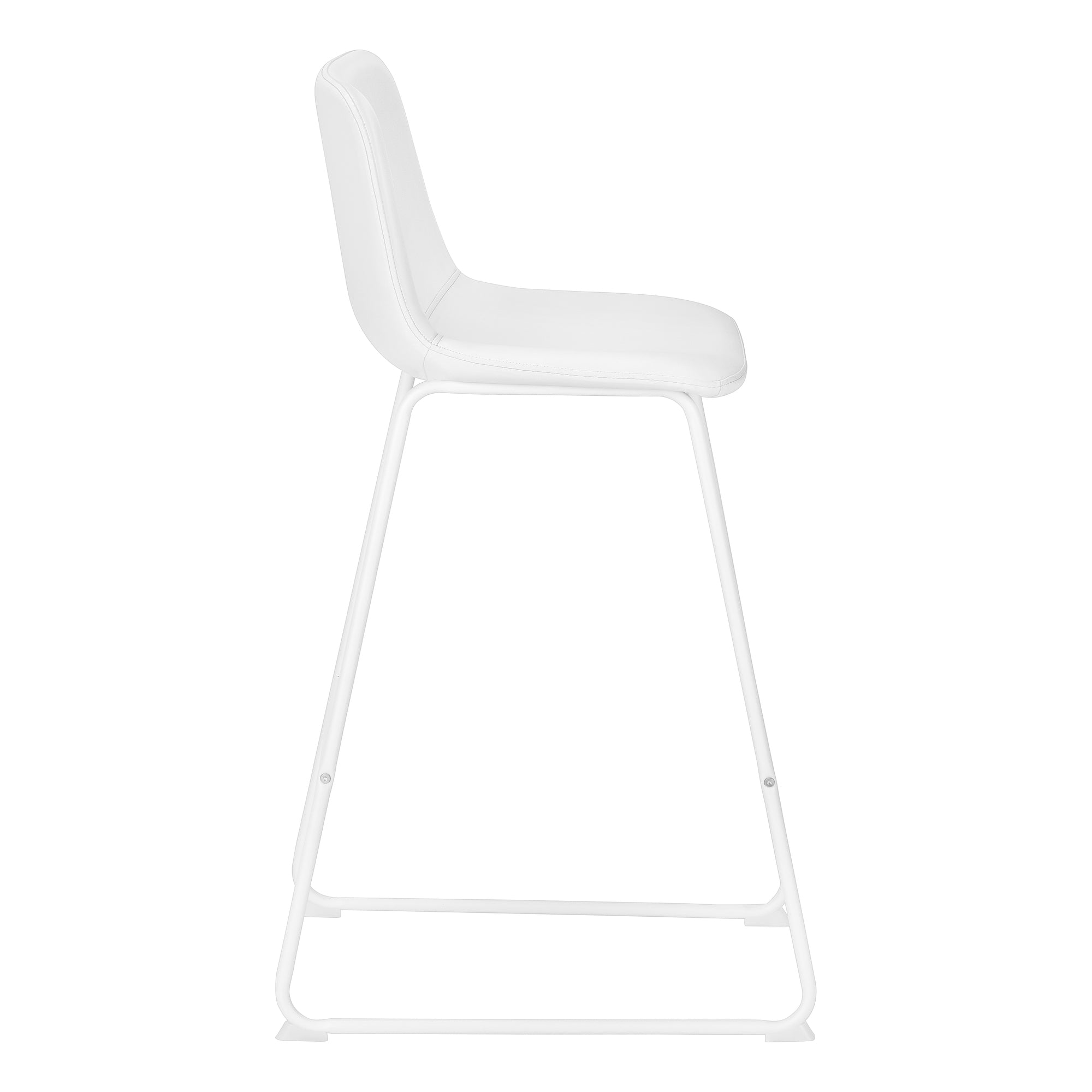 Barstool 40"H White Leather-Look Seat Metal Frame-Office Chair-DECOROLALA