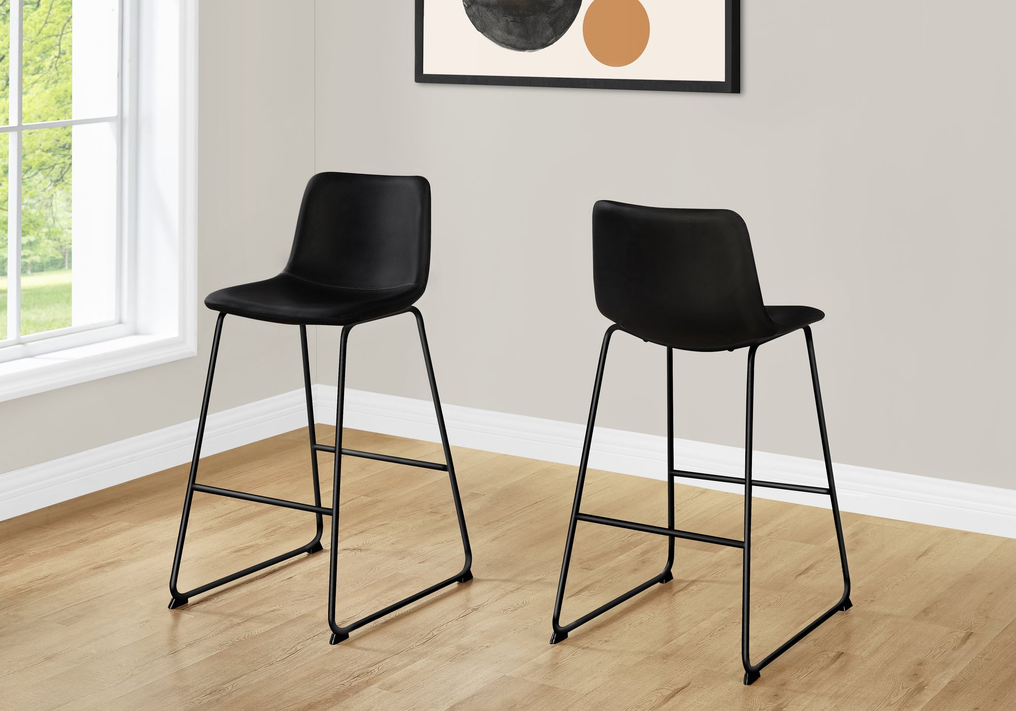 Barstool 40"H White Leather-Look Seat Metal Frame-Office Chair-DECOROLALA