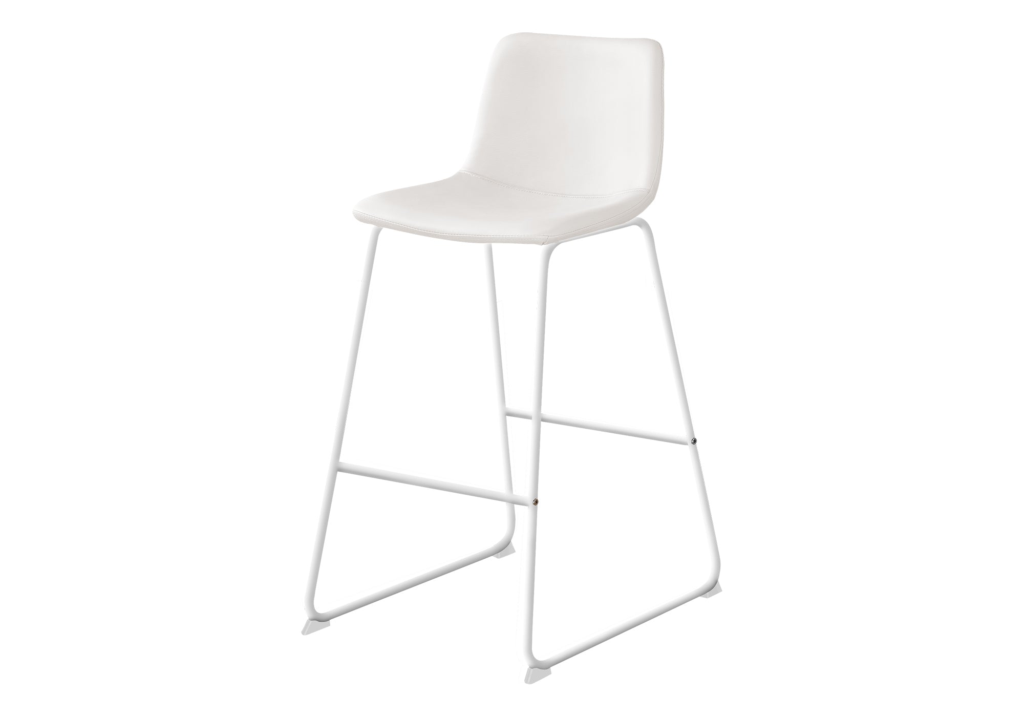 Barstool 40"H White Leather-Look Seat Metal Frame-Office Chair-DECOROLALA