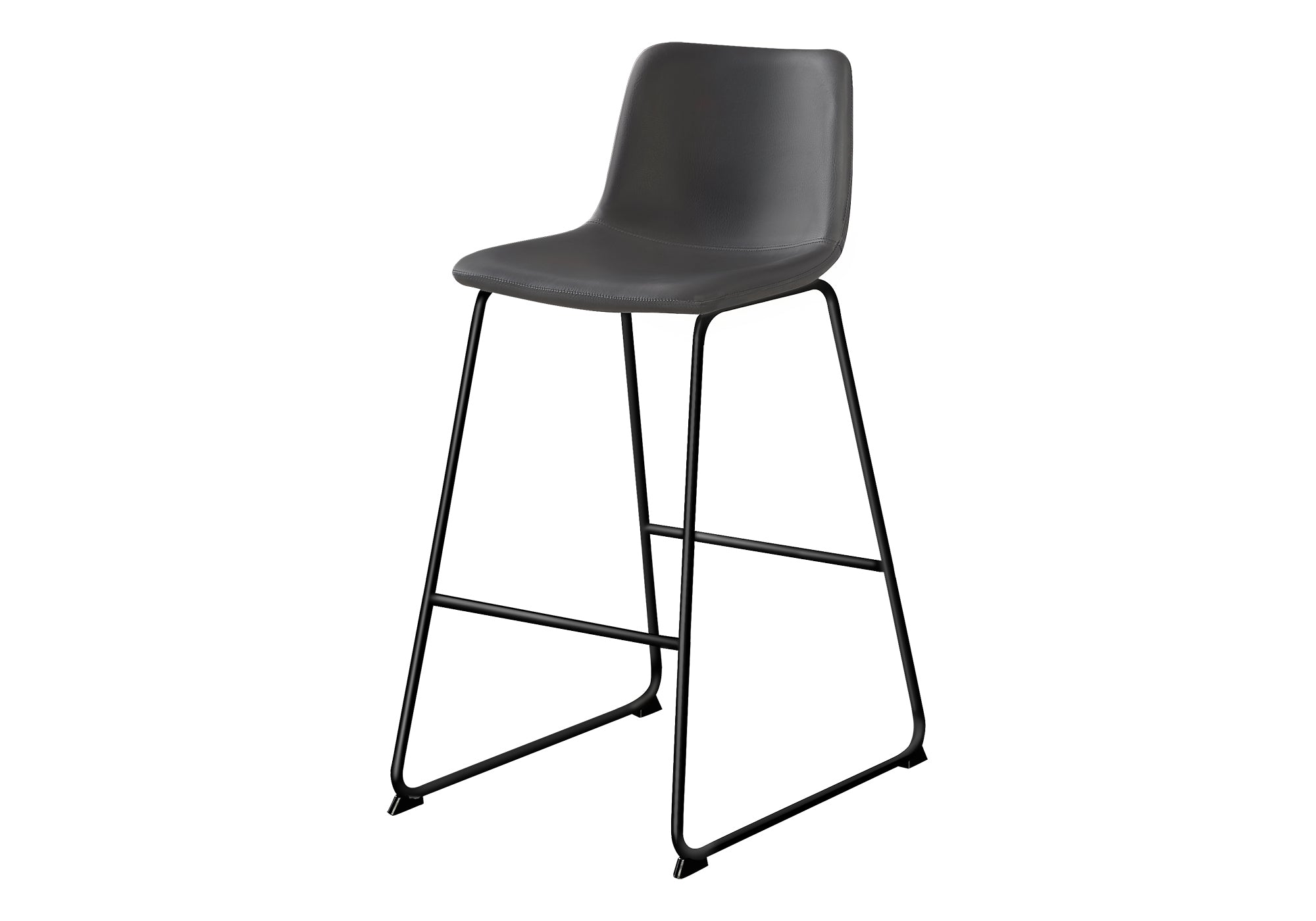 Barstool 40"H White Leather-Look Seat Metal Frame-Office Chair-DECOROLALA