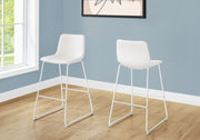 Barstool 40"H White Leather-Look Seat Metal Frame-Office Chair-DECOROLALA