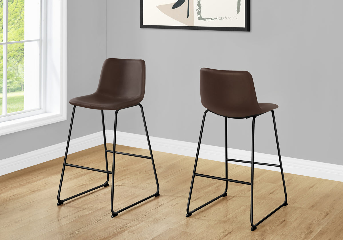 Barstool 40"H White Leather-Look Seat Metal Frame-Office Chairs-DECOROLALA