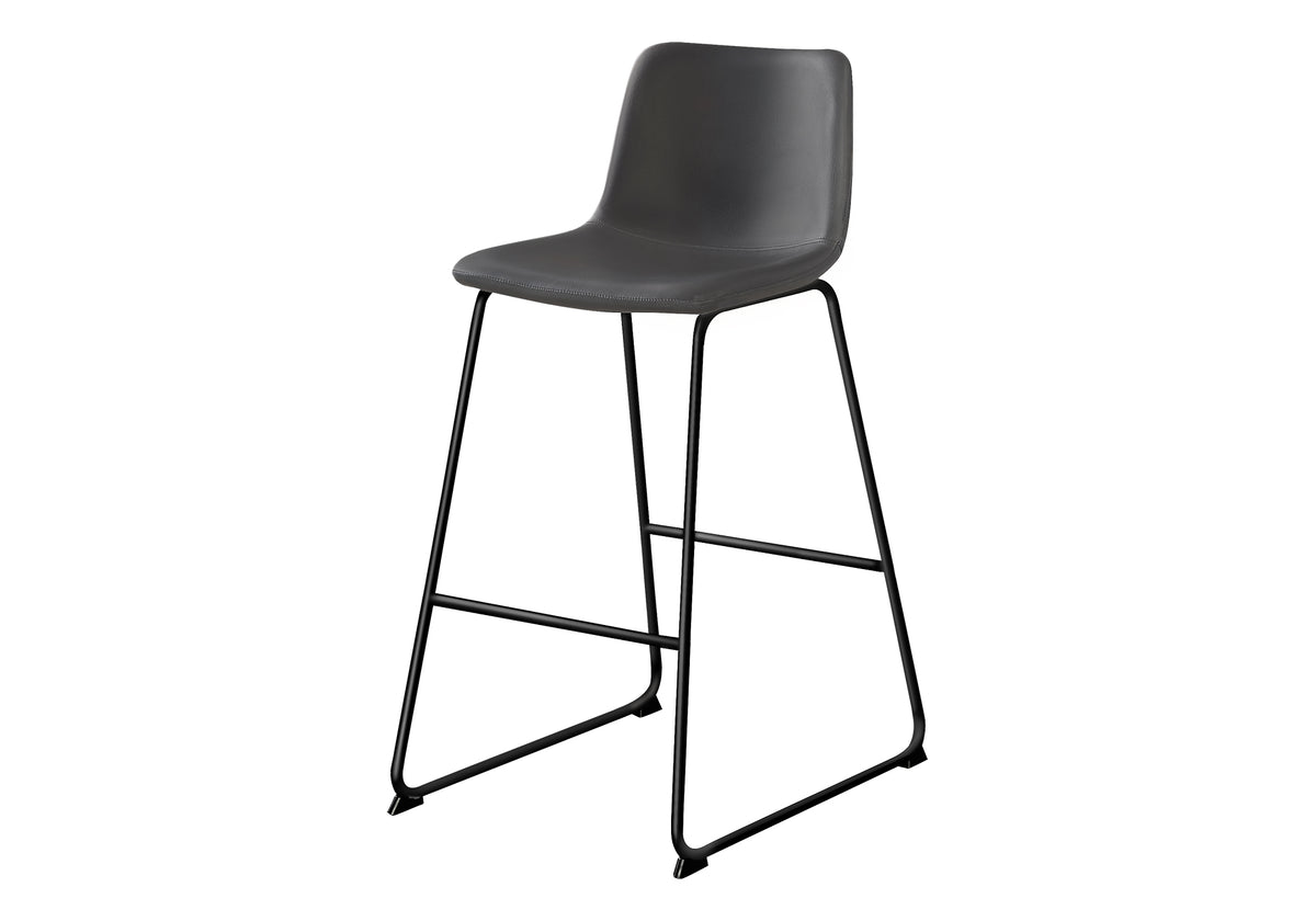 Barstool 40"H White Leather-Look Seat Metal Frame-Office Chairs-DECOROLALA