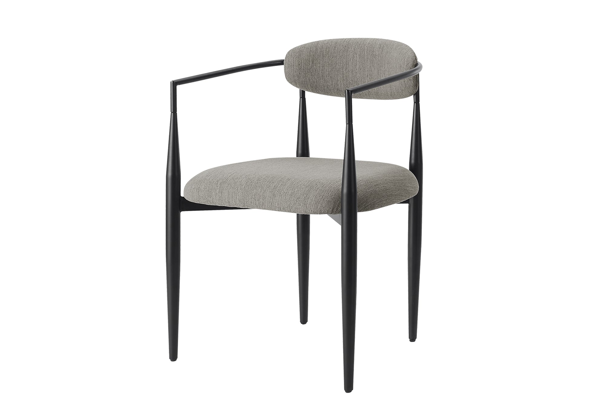 Barstool, Counter Height, Set Of 2, Kitchen, Grey Fabric, Black Metal, Contemporary, Modern-DECOROLALA