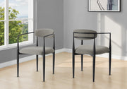 Barstool, Counter Height, Set Of 2, Kitchen, Grey Fabric, Black Metal, Contemporary, Modern-DECOROLALA