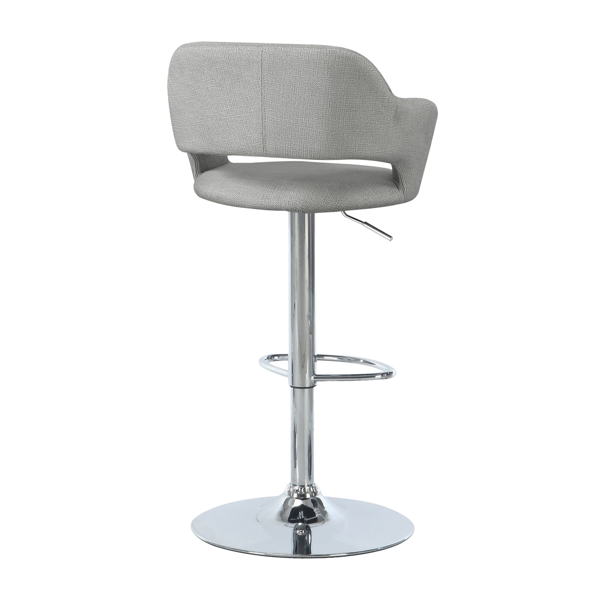 Barstool - Grey Fabric / Chrome Metal Hydraulic Lift-Home Bar-DECOROLALA