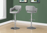 Barstool Grey Fabric Chrome Metal Hydraulic Lift-Home Bar Cabinets-DECOROLALA