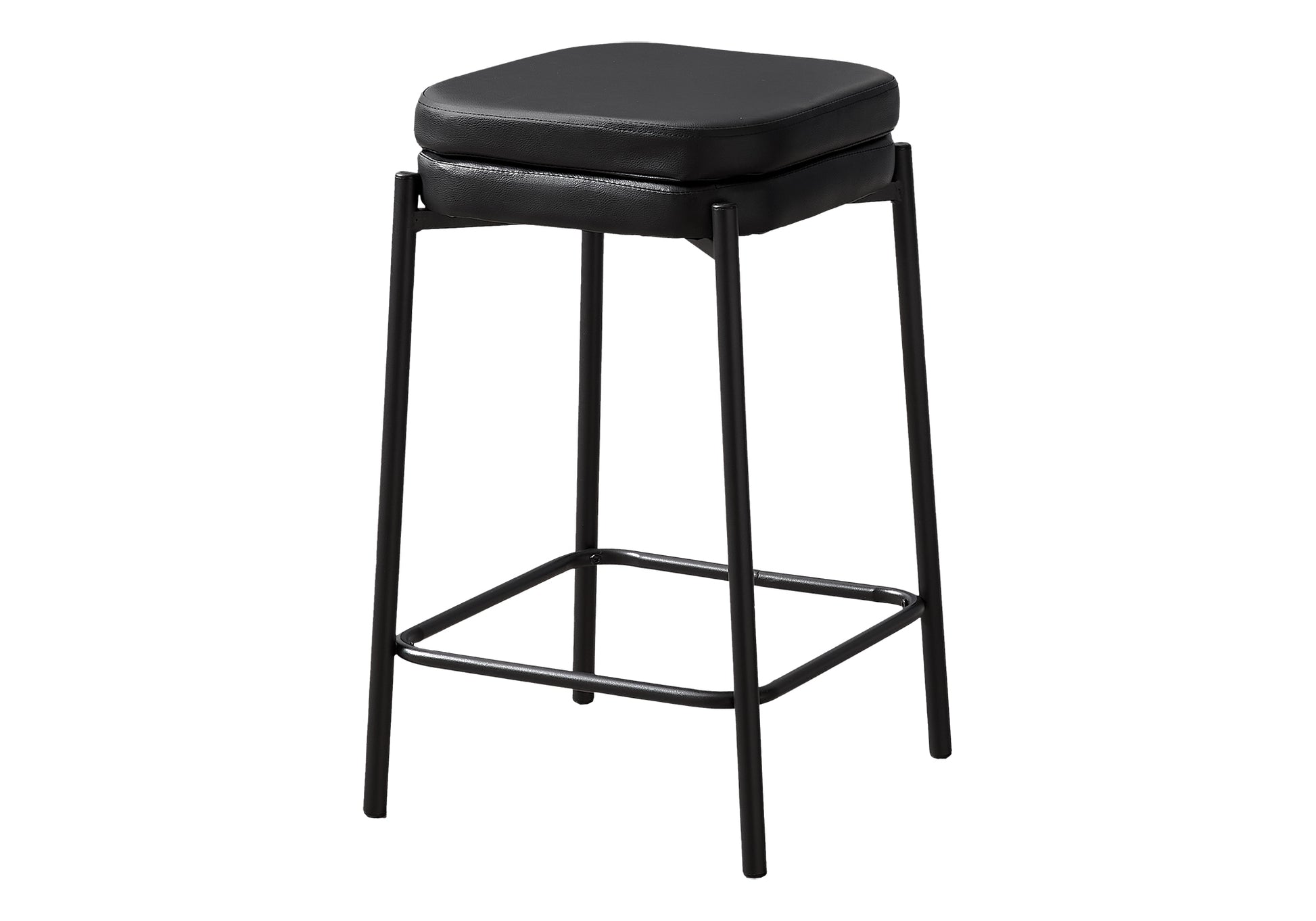 Barstool Set of 2 Counter Height Black Leather-Bar Stool-DECOROLALA
