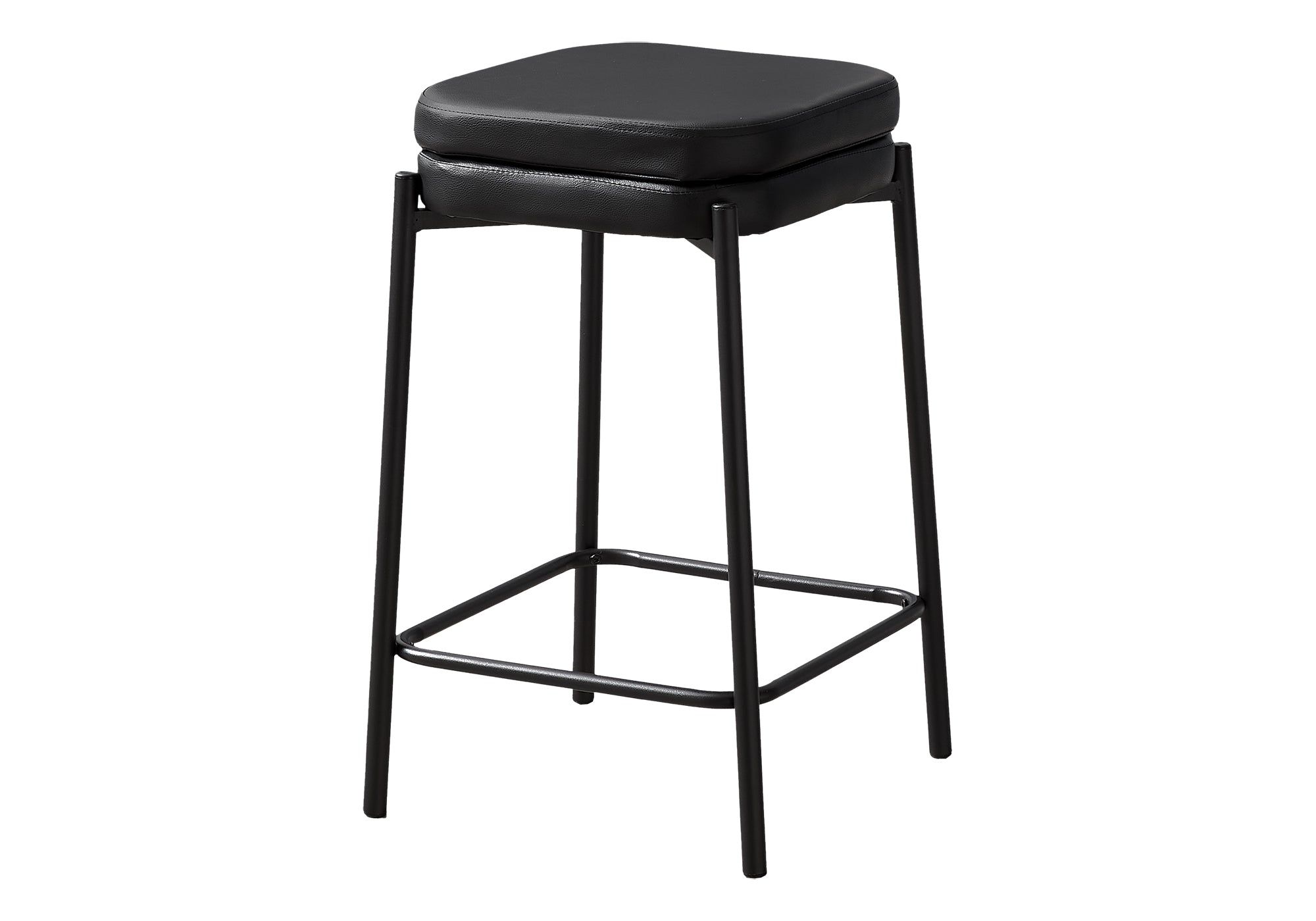 Barstool Set of 2 Counter Height Black Leather-Bar Stool-DECOROLALA