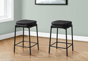Barstool Set of 2 Counter Height Black Leather-Bar Stool-DECOROLALA