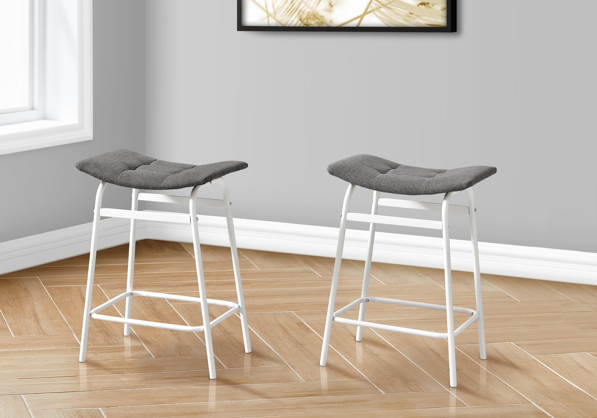 Barstool Set of 2 Counter Height Black PU Leather-Bar Stool-DECOROLALA
