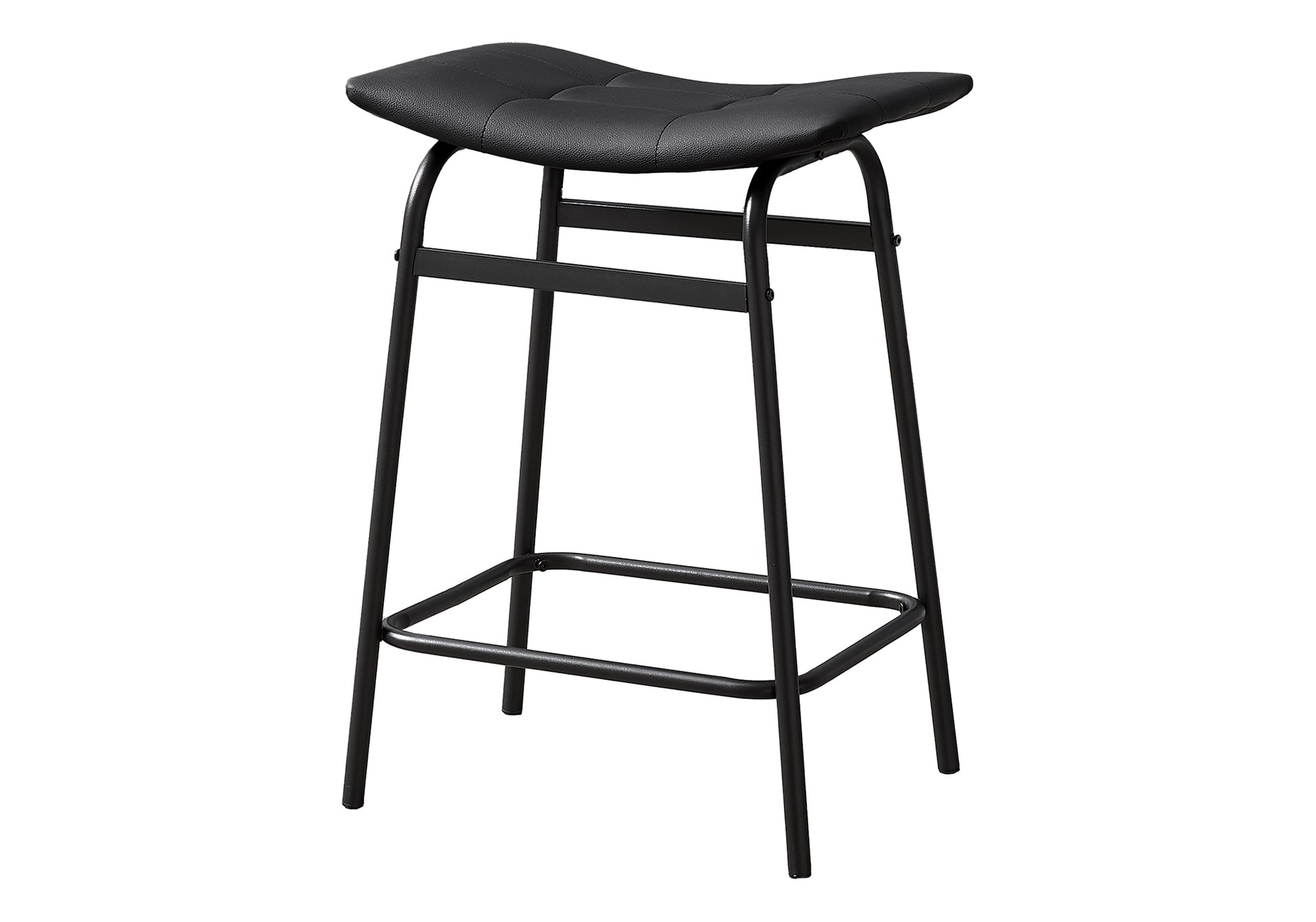 Barstool Set of 2 Counter Height Black PU Leather-Bar Stool-DECOROLALA