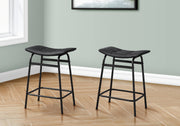 Barstool Set of 2 Counter Height Black PU Leather-Bar Stool-DECOROLALA