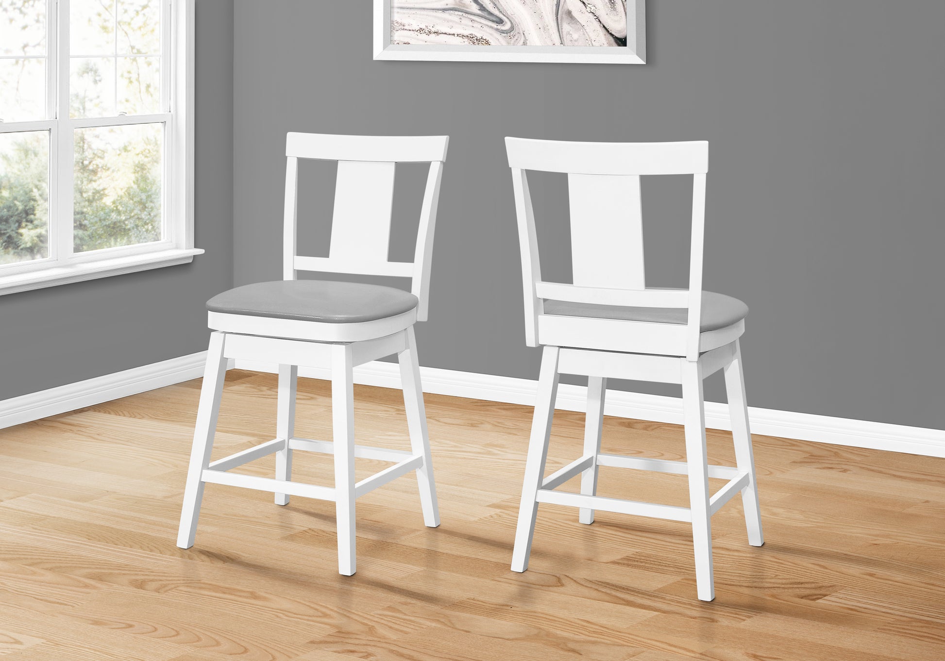 Barstool Set of 2 Counter-Height Swivel White 39"H-Bar Stool-DECOROLALA