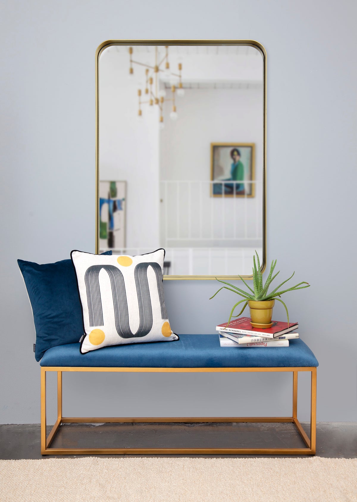 Barton 42" Tall Rectangle Wall Mirror, Yellow-Mirrors-DECOROLALA