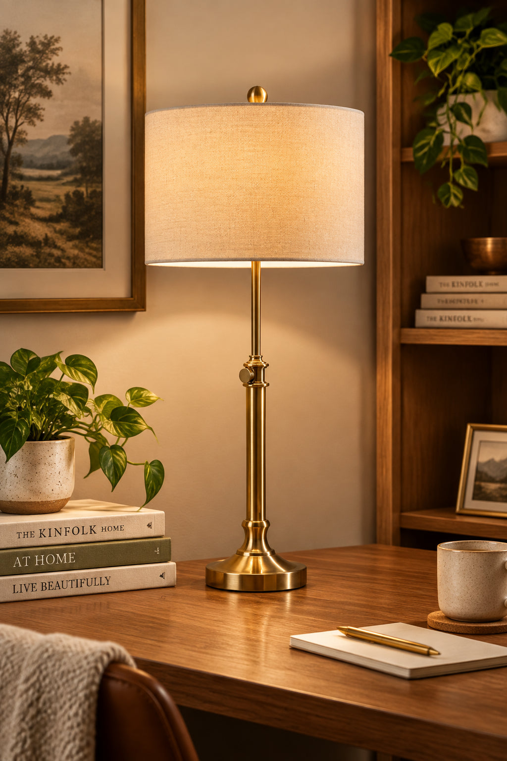 Barton Table Lamp - Brass Adjustable-Lighting-DECOROLALA