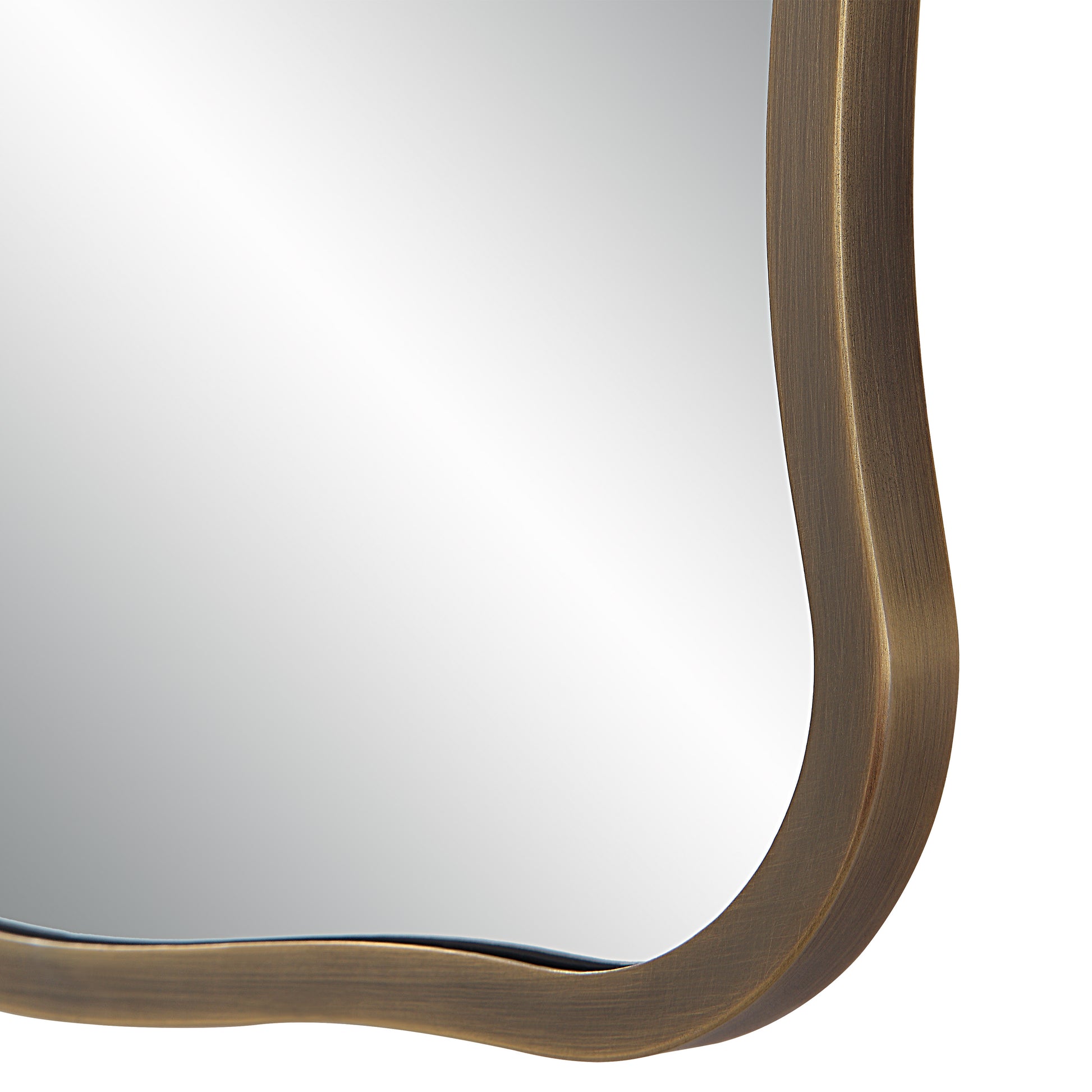 Basel 36" Tall Rectangular Irregular Mirror, Antique Brushed Brass-Mirror-DECOROLALA