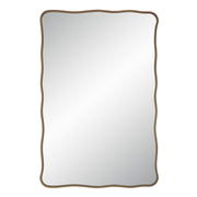Basel 36" Tall Rectangular Irregular Mirror, Antique Brushed Brass-Mirror-DECOROLALA