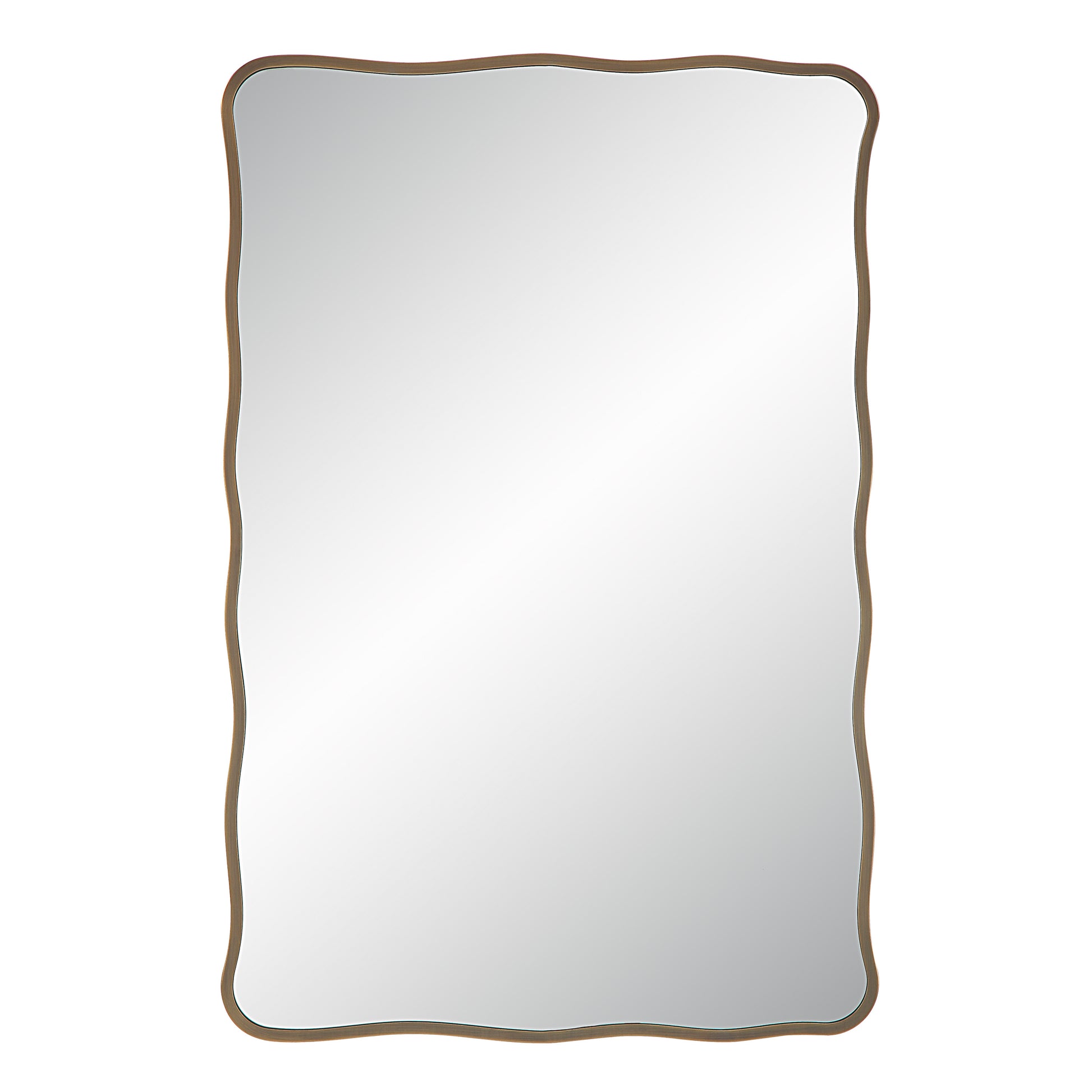 Basel 36" Tall Rectangular Irregular Mirror, Antique Brushed Brass-Mirror-DECOROLALA