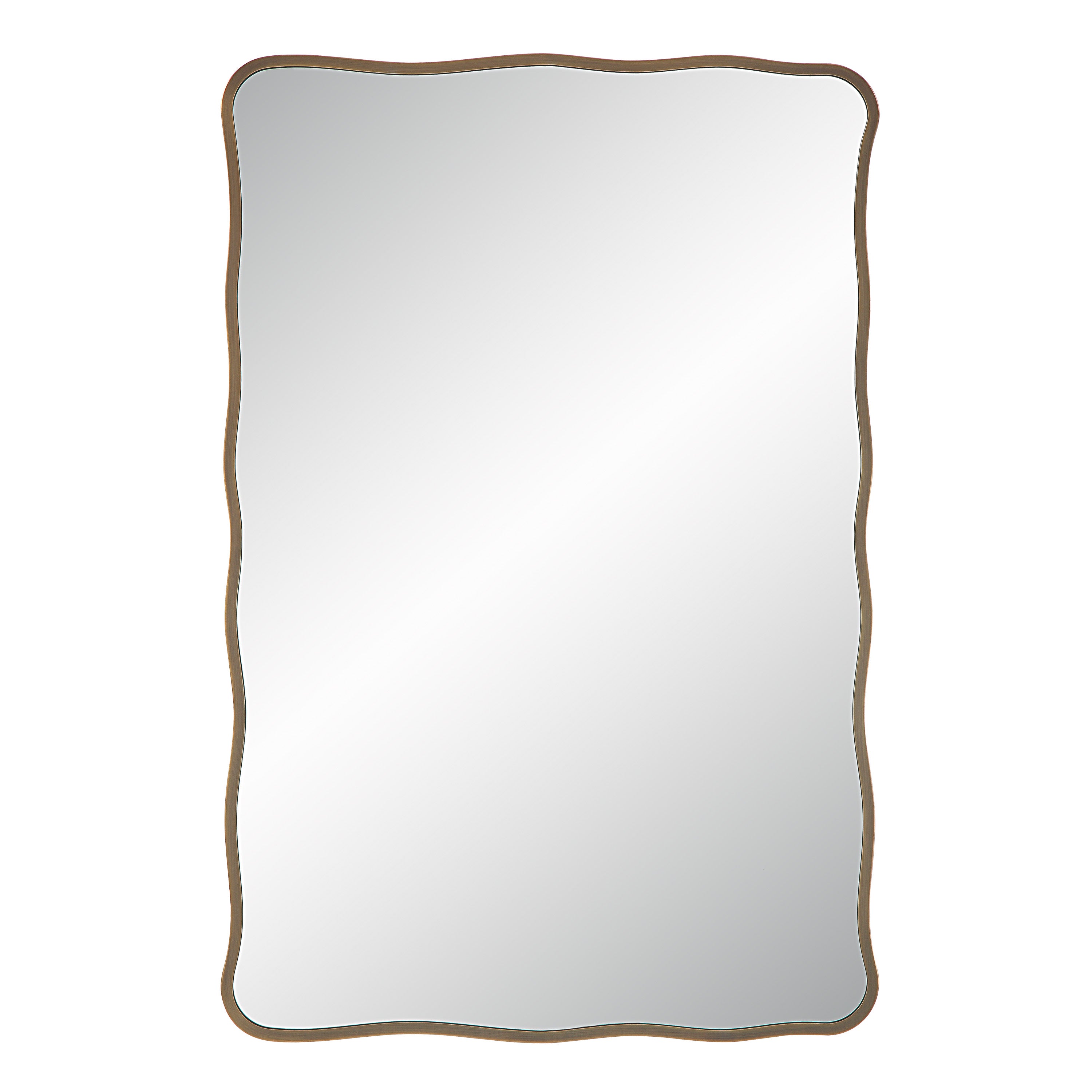 Basel 36" Tall Rectangular Irregular Mirror, Antique Brushed Brass-Mirror-DECOROLALA