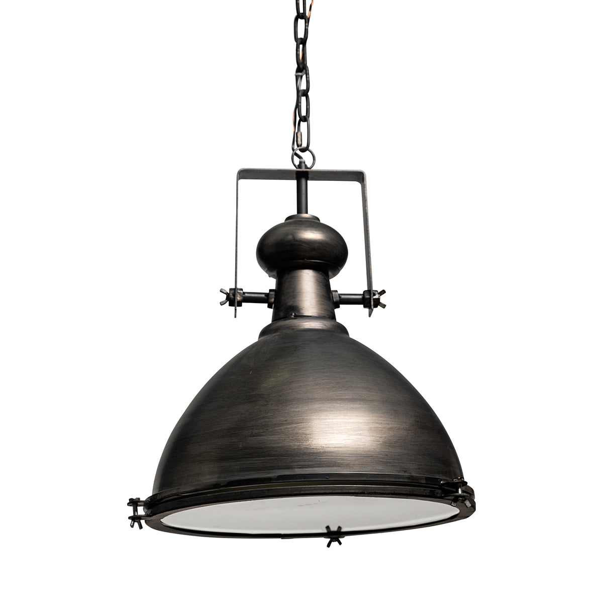Bashaw I 17x20 Gray Toned Metal Dome Pendant Light-Pendant Lighting-DECOROLALA