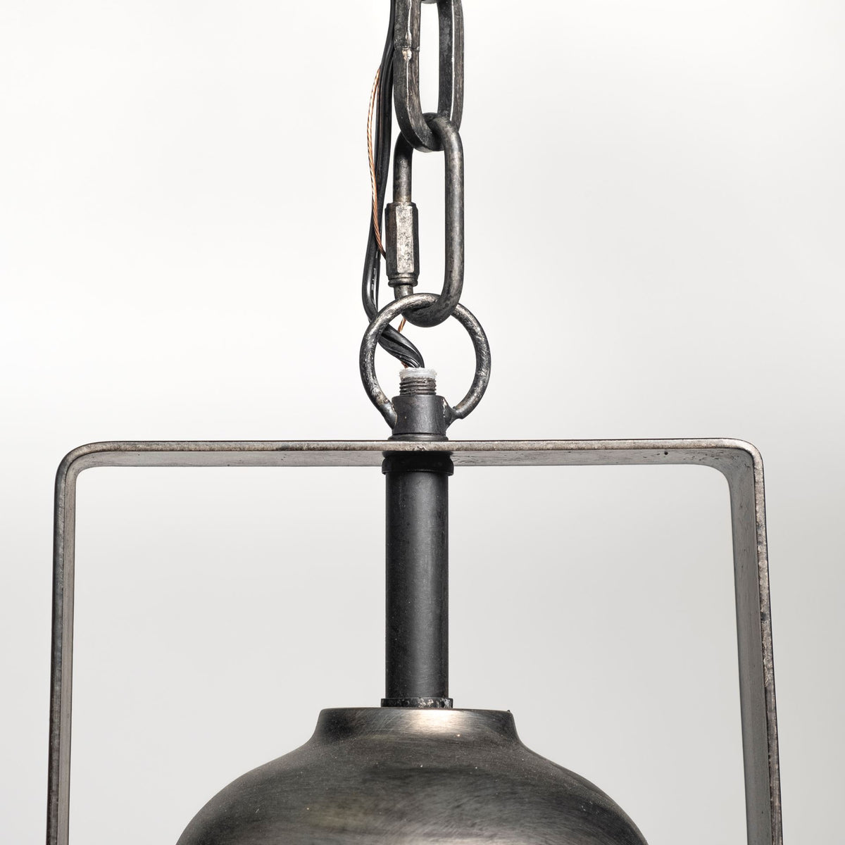 Bashaw I 17x20 Gray Toned Metal Dome Pendant Light-Pendant Lighting-DECOROLALA