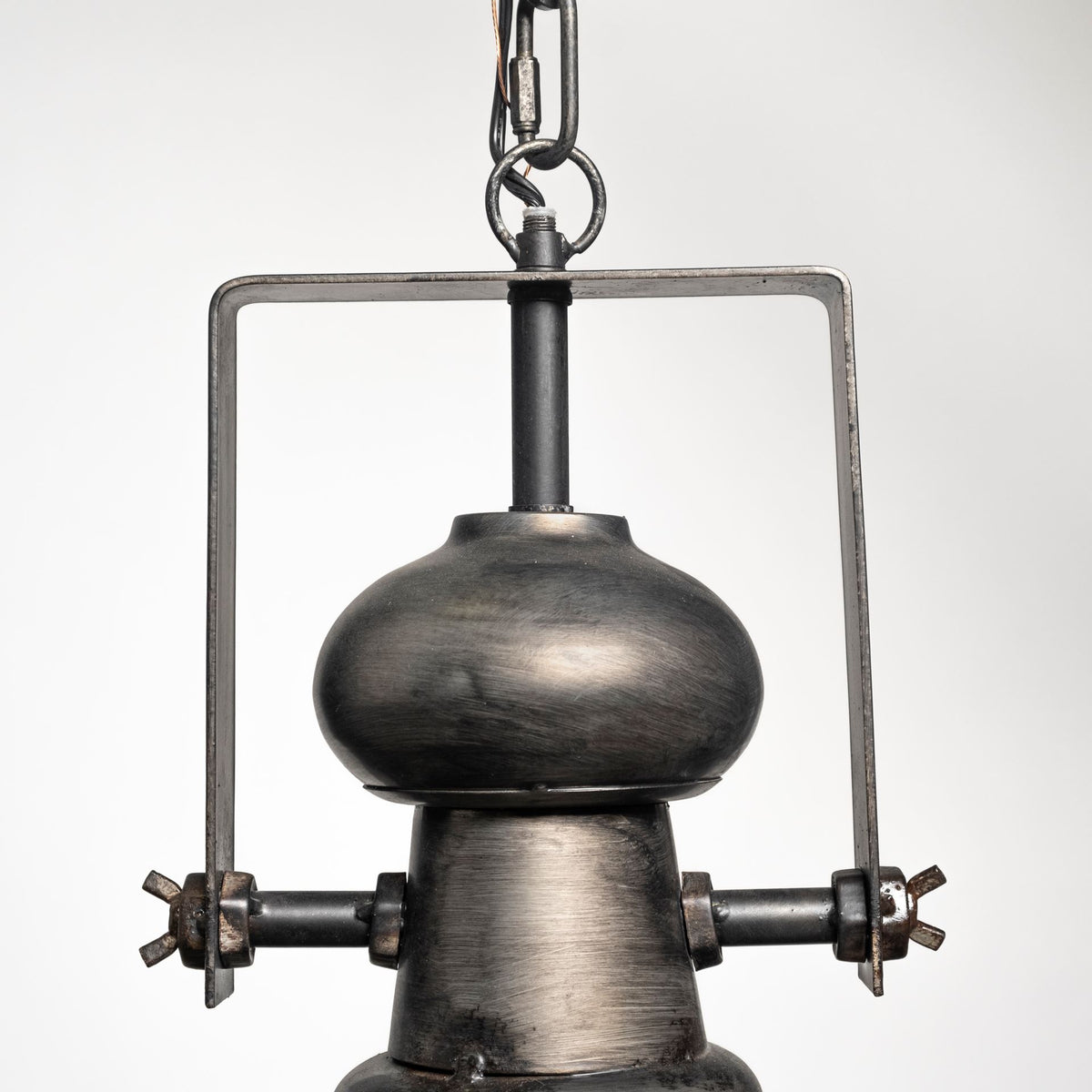 Bashaw I 17x20 Gray Toned Metal Dome Pendant Light-Pendant Lighting-DECOROLALA