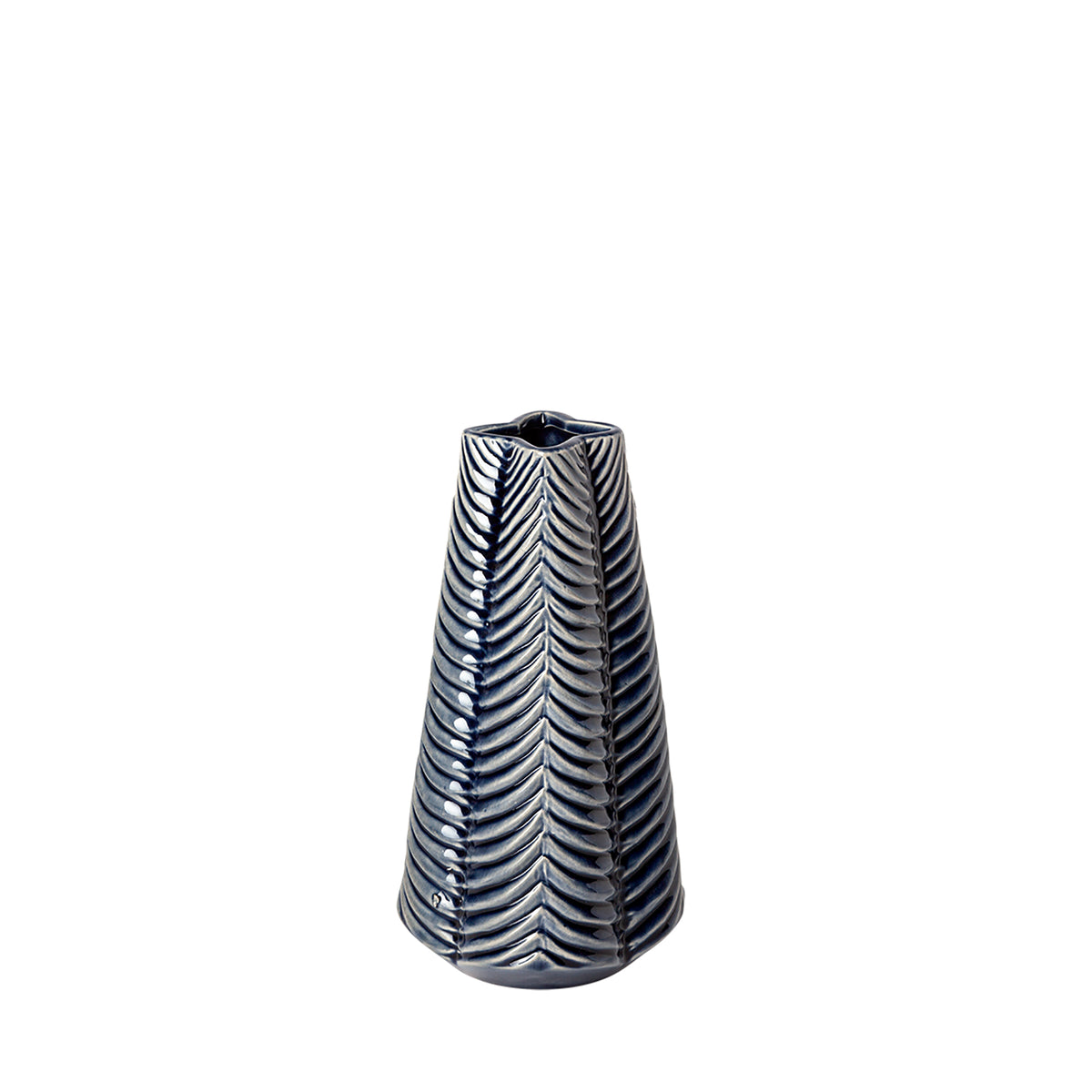 Bashir I Small Dark Navy Gloss Ceramic Vase-Vase-DECOROLALA