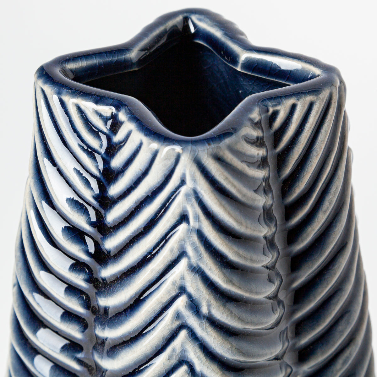 Bashir I Small Dark Navy Gloss Ceramic Vase-Vase-DECOROLALA