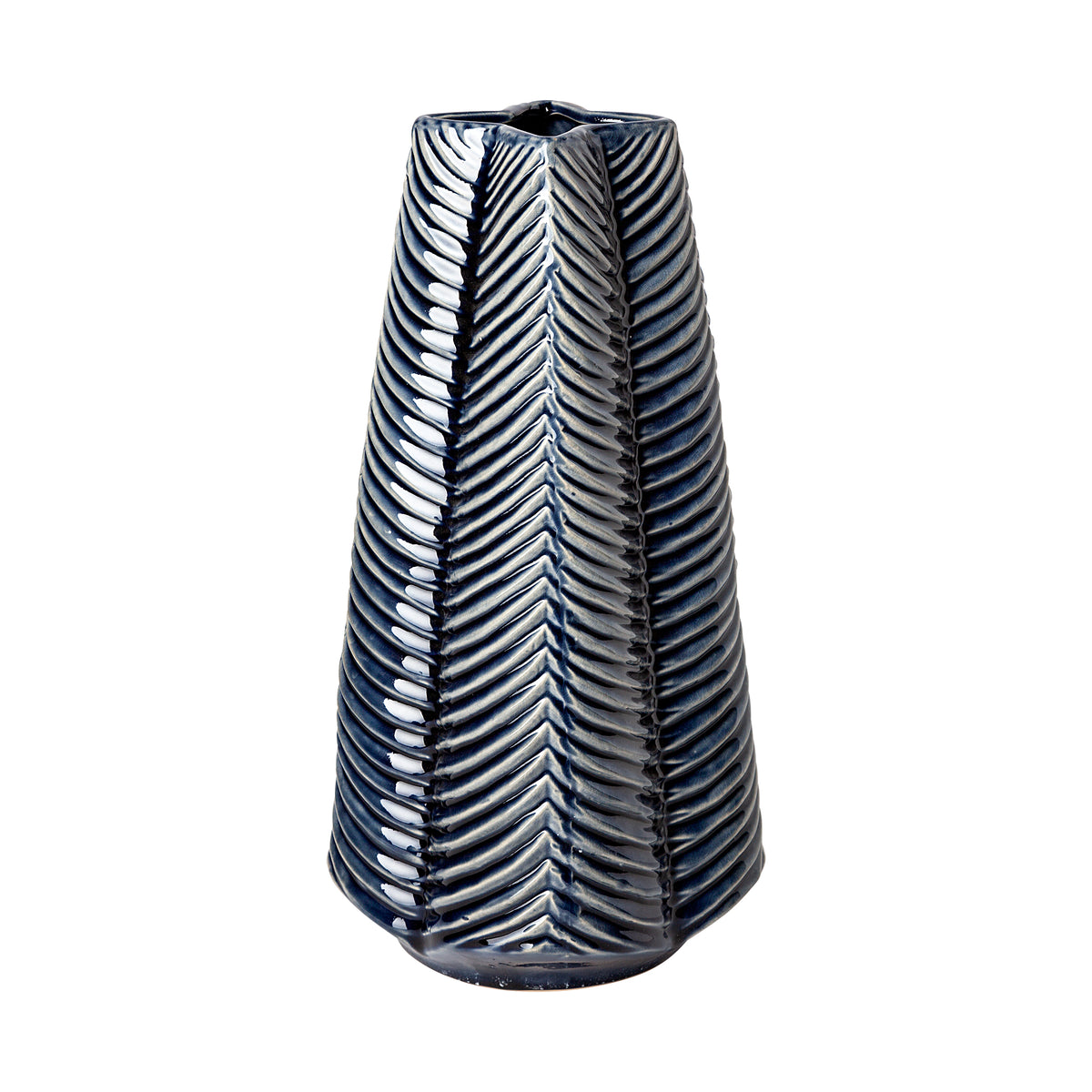 Bashir II Large Dark Navy Gloss Ceramic Vase-Vase-DECOROLALA