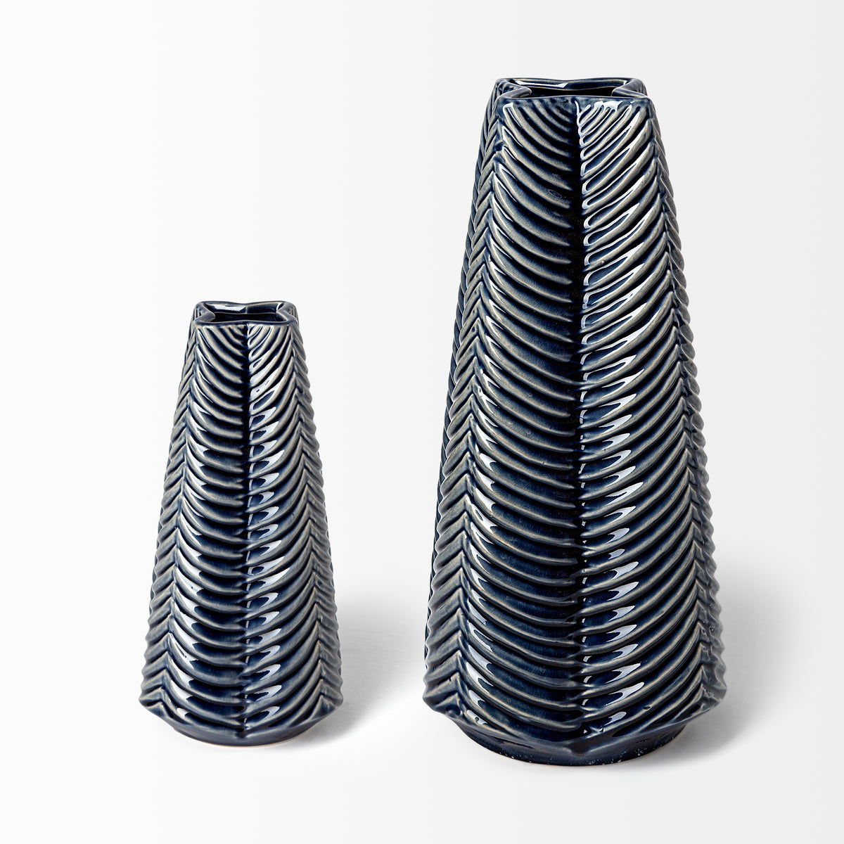 Bashir II Large Dark Navy Gloss Ceramic Vase-Vase-DECOROLALA