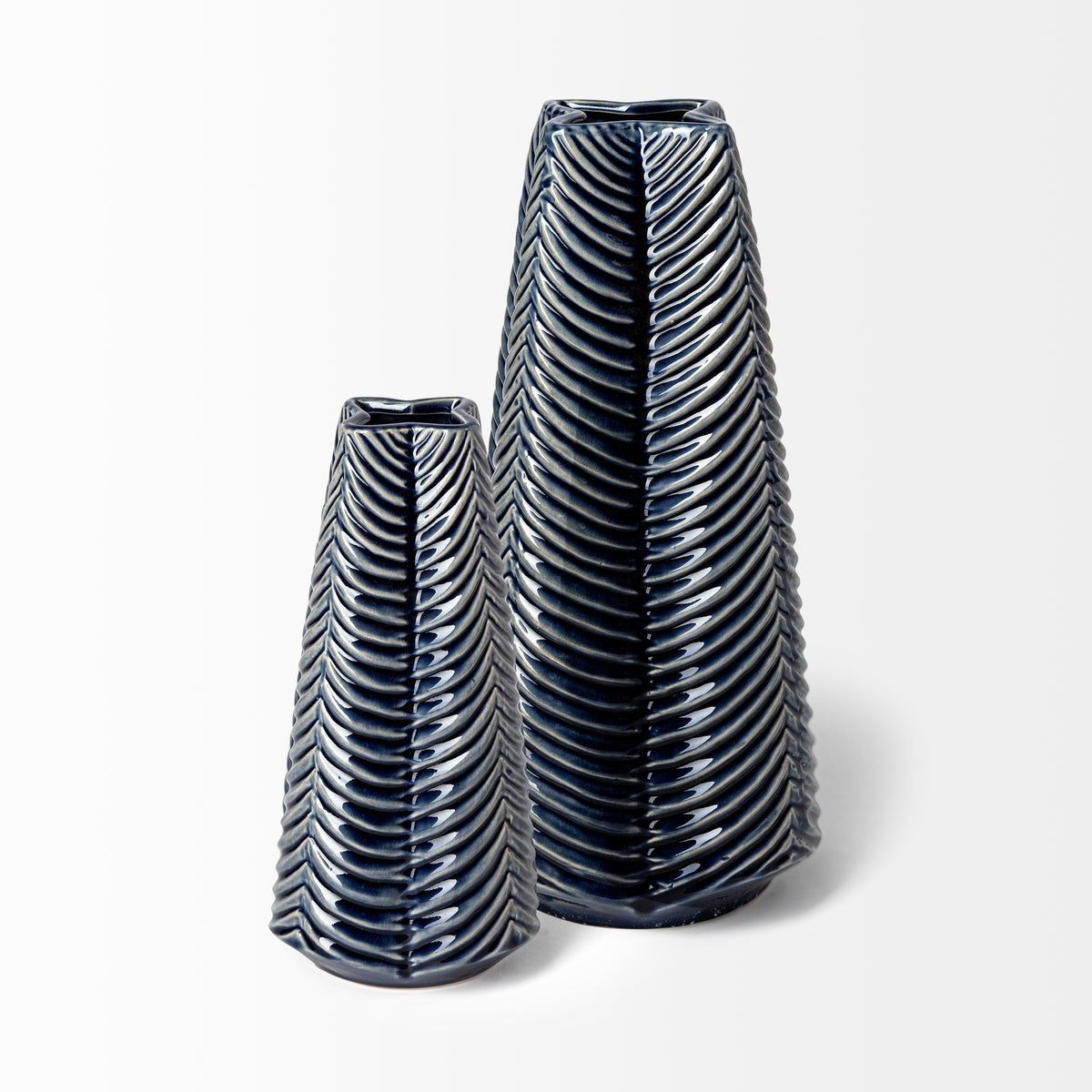 Bashir II Large Dark Navy Gloss Ceramic Vase-Vase-DECOROLALA