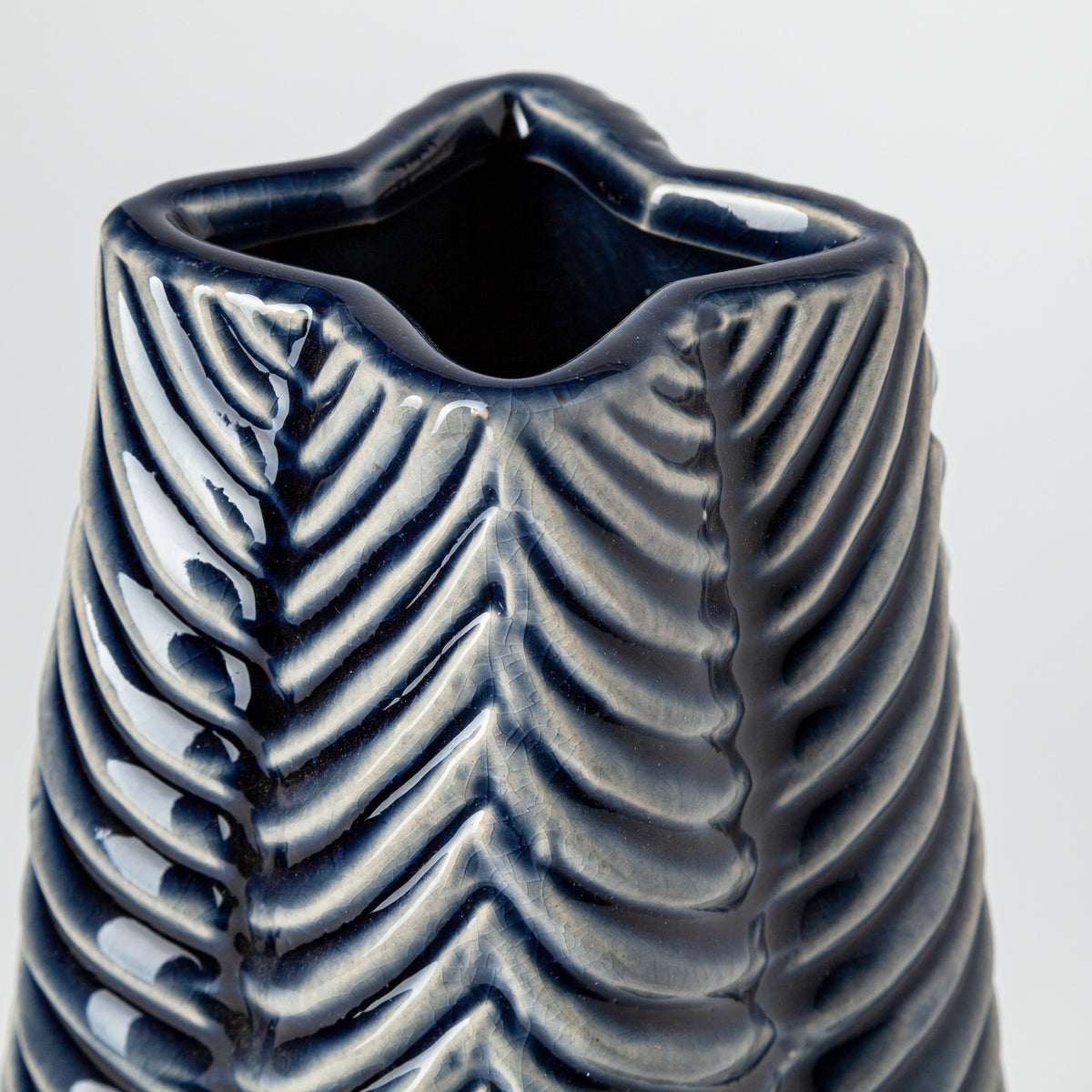 Bashir II Large Dark Navy Gloss Ceramic Vase-Vase-DECOROLALA
