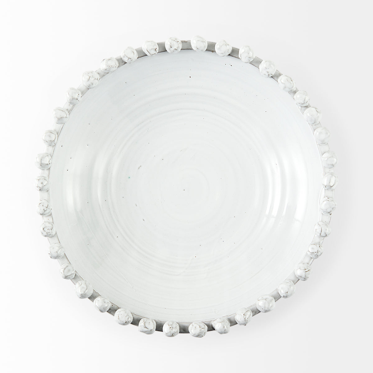 Basin 16" Round Off-White Glazed Decorative Bowl-Bowls-DECOROLALA