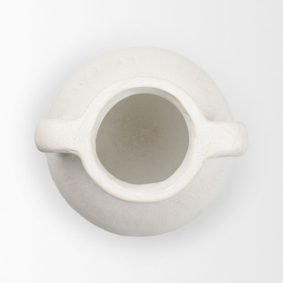 Basma White Scale Textured Ceramic Vase w/ Handles-Vase-DECOROLALA