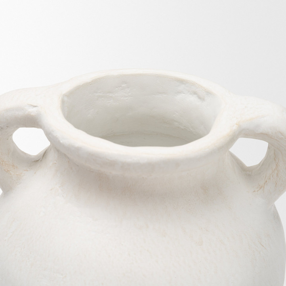 Basma White Scale Textured Ceramic Vase w/ Handles-Vase-DECOROLALA
