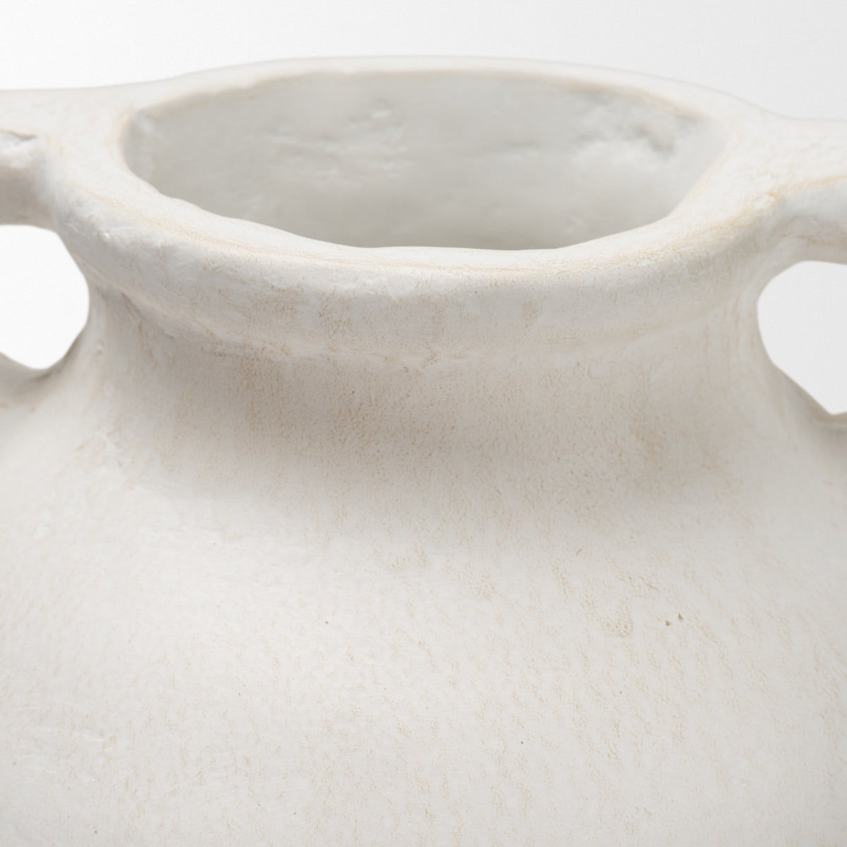 Basma White Scale Textured Ceramic Vase w/ Handles-Vase-DECOROLALA