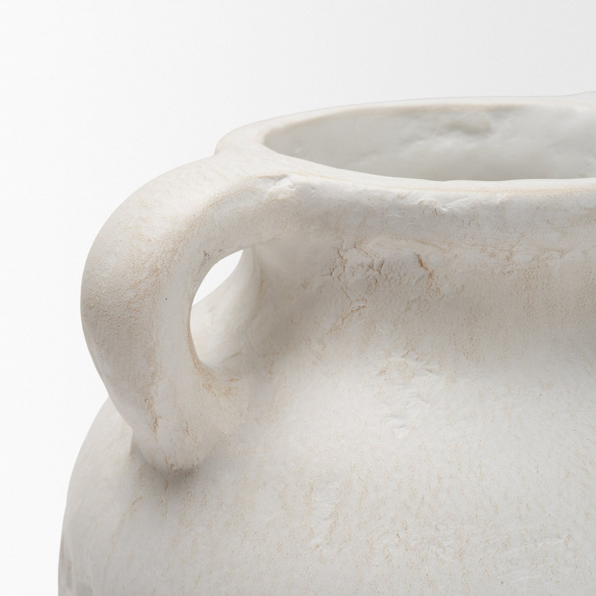 Basma White Scale Textured Ceramic Vase w/ Handles-Vase-DECOROLALA