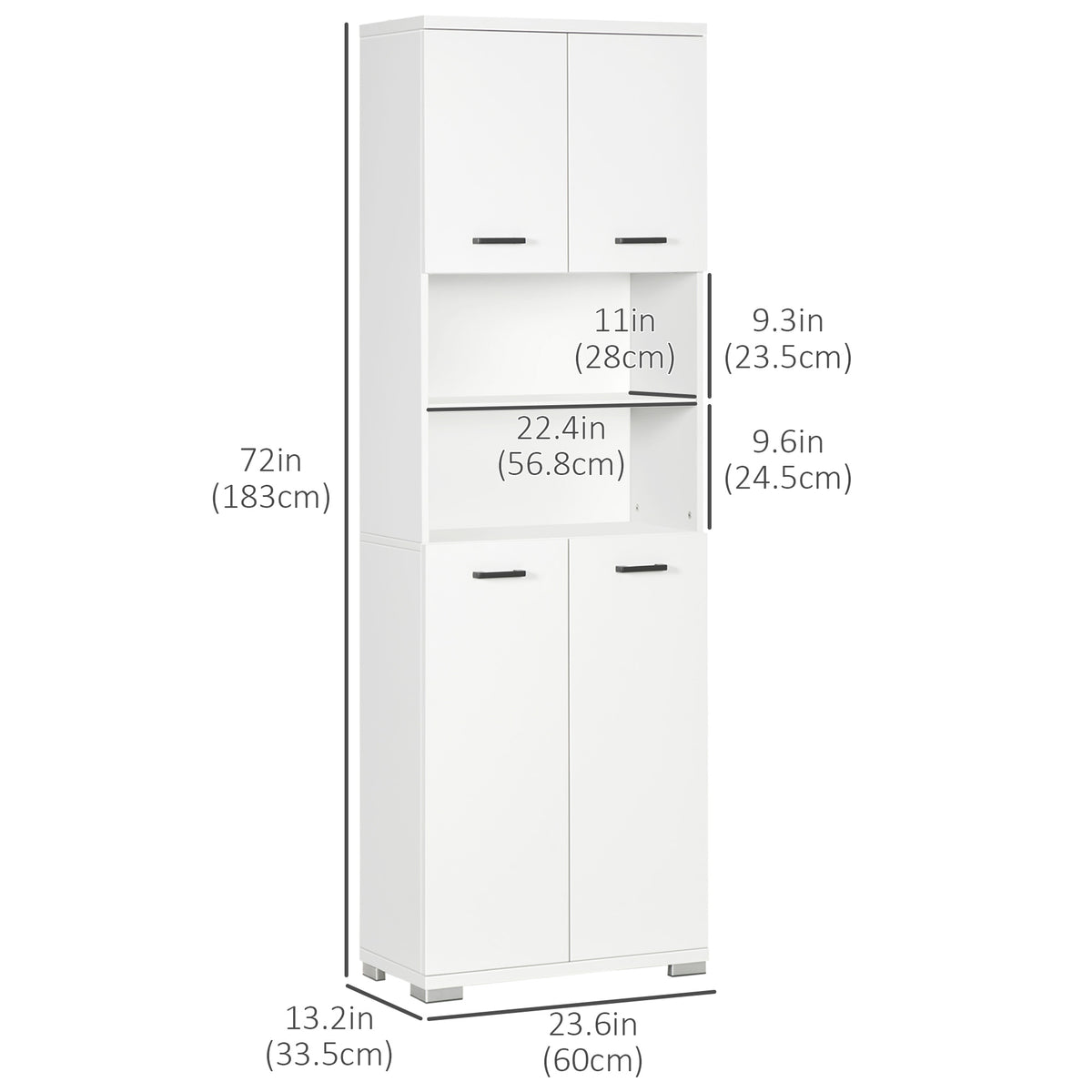 Bathroom Cabinet 23.6"x72" White Open Shelves-DECOROLALA