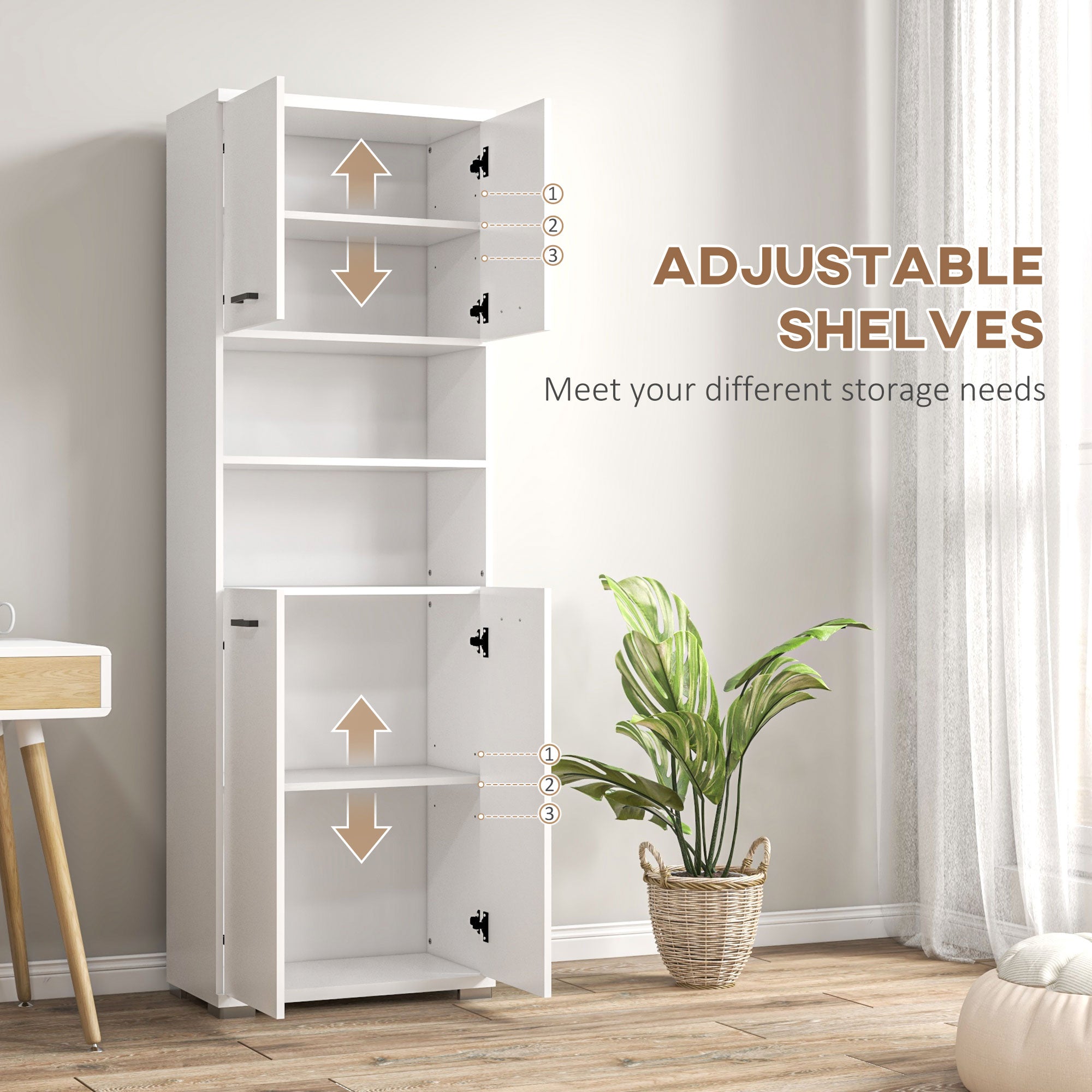 Bathroom Cabinet 23.6"x72" White Open Shelves-DECOROLALA