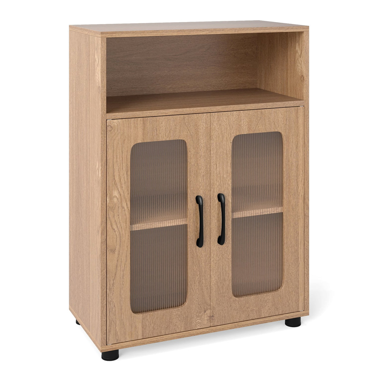 Bathroom Cabinet with 2 Doors & Adjustable Shelf - Natural-Floor Cabinets-DECOROLALA