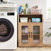 Bathroom Cabinet with 2 Doors & Adjustable Shelf - Natural-Floor Cabinets-DECOROLALA