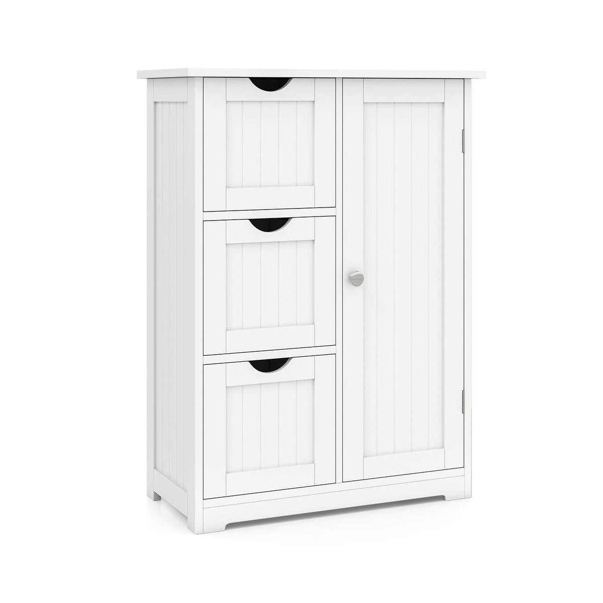 Bathroom Floor Cabinet - 3 Drawers & 1 Cupboard White 24"x32"-Bathroom Floor Cabinets-DECOROLALA