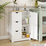Bathroom Floor Cabinet - 3 Drawers & 1 Cupboard White 24"x32"-Floor Cabinets-DECOROLALA