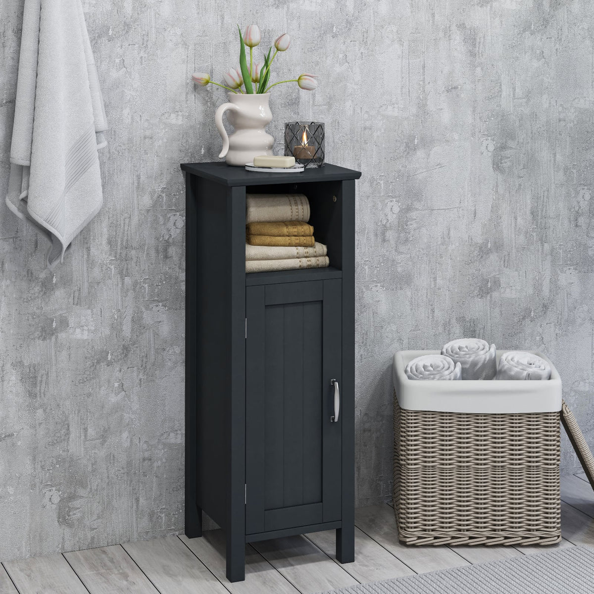 Bathroom Floor Cabinet - Black 2-Tier Storage Organizer 31.5"-Floor Cabinets-DECOROLALA