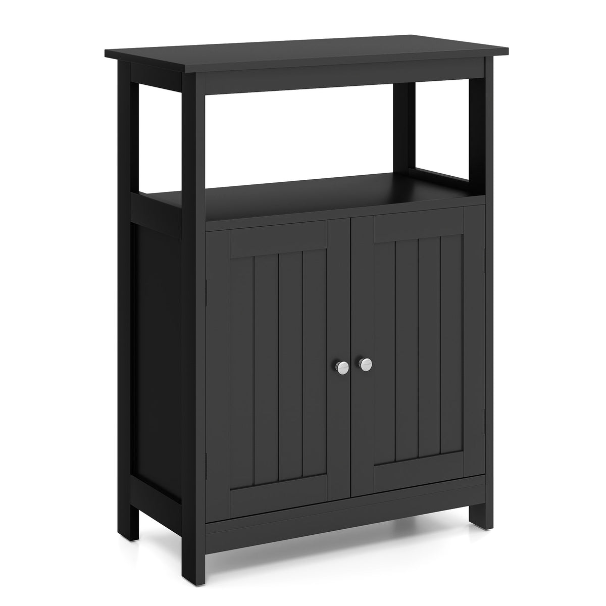 Bathroom Floor Cabinet - Black Freestanding Storage Organizer-Floor Cabinets-DECOROLALA