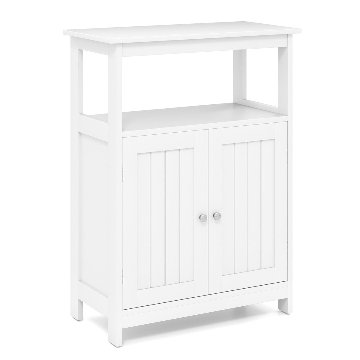 Bathroom Floor Cabinet - White 2-Door Storage Organizer 31.5"-Floor Cabinets-DECOROLALA