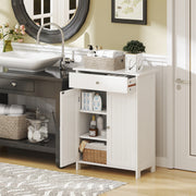 Bathroom Floor Cabinet - White 2-Door Storage Organizer-Floor Cabinets-DECOROLALA