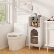 Bathroom Floor Cabinet - White Wood Storage Organizer 35.5"-Floor Cabinets-DECOROLALA